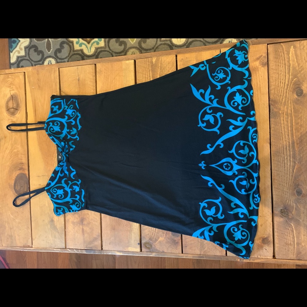 Black and blue spaghetti strap dress
